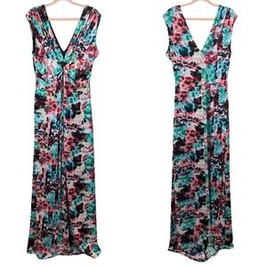 Alberto Makali Dress Womens XL Abstract Watercolor Twisted Knot Maxi Resortwear